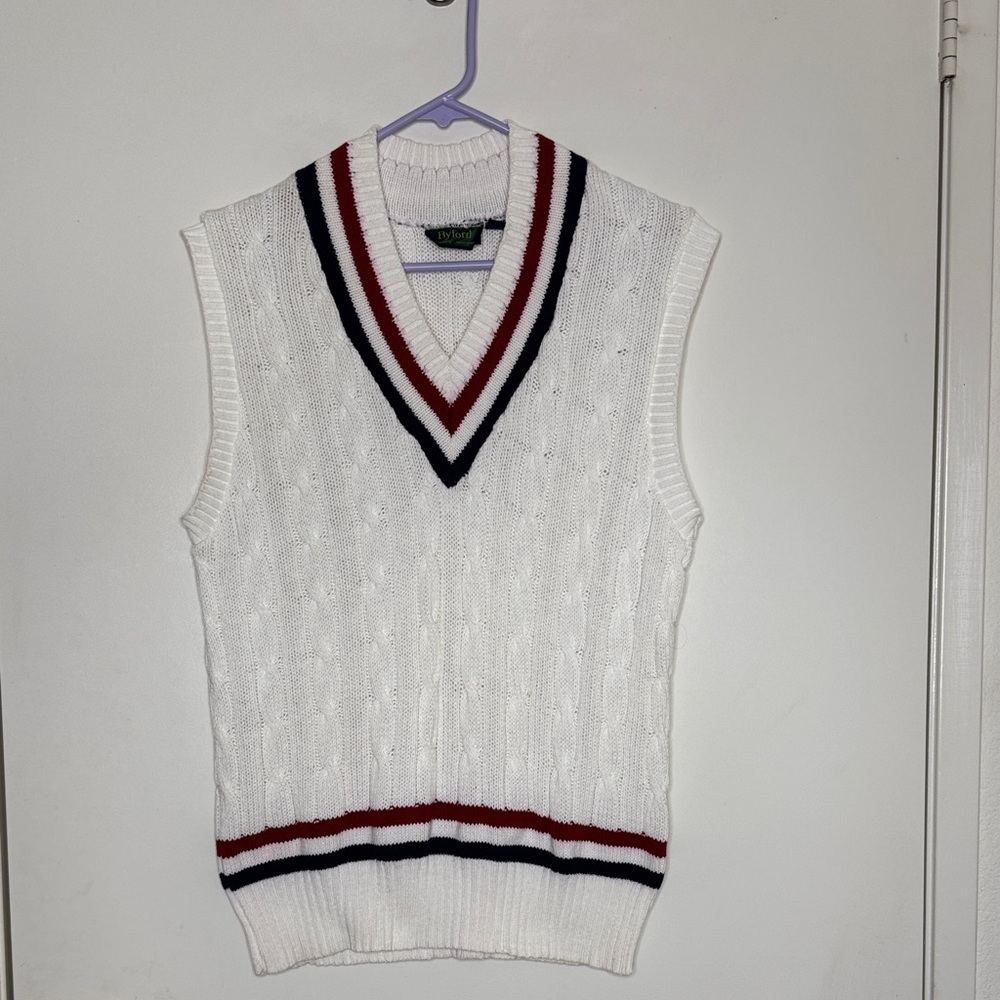 Byford London White Cable Knit Sweater Vest